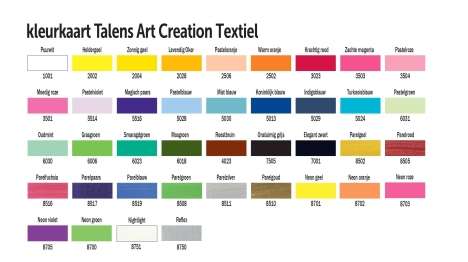Talens Art Creation Textielverf kleurenkaart gratis